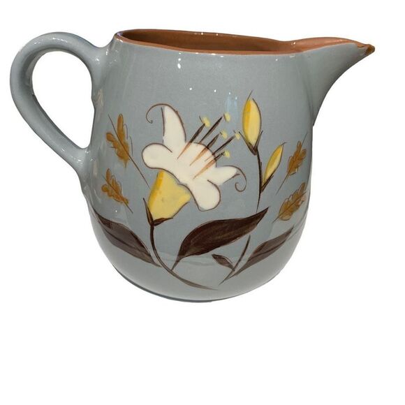 Stangl Pottery VNTG 50s Trenton, NJ “Golden Harvest” Hand-paint Pitcher Blue MCM - Picture 1 of 11